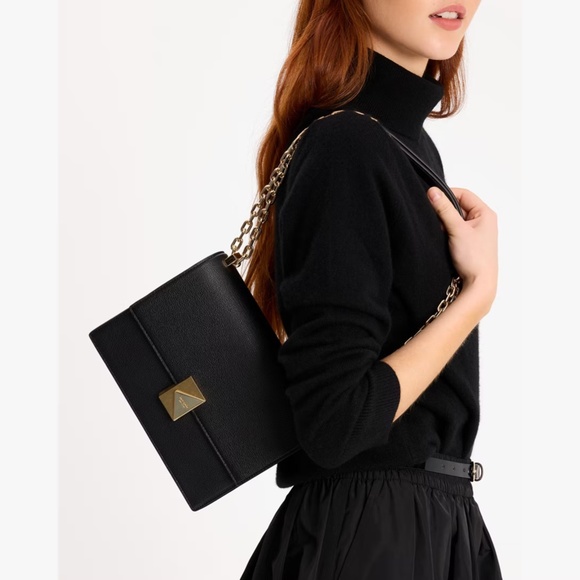 Kate Spade Black Deco Chain Convertible Shoulder Bag Pebble Leather - Picture 5 of 12